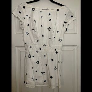 eShakti Patriotic Cap Sleeve Peplum Top, Stars